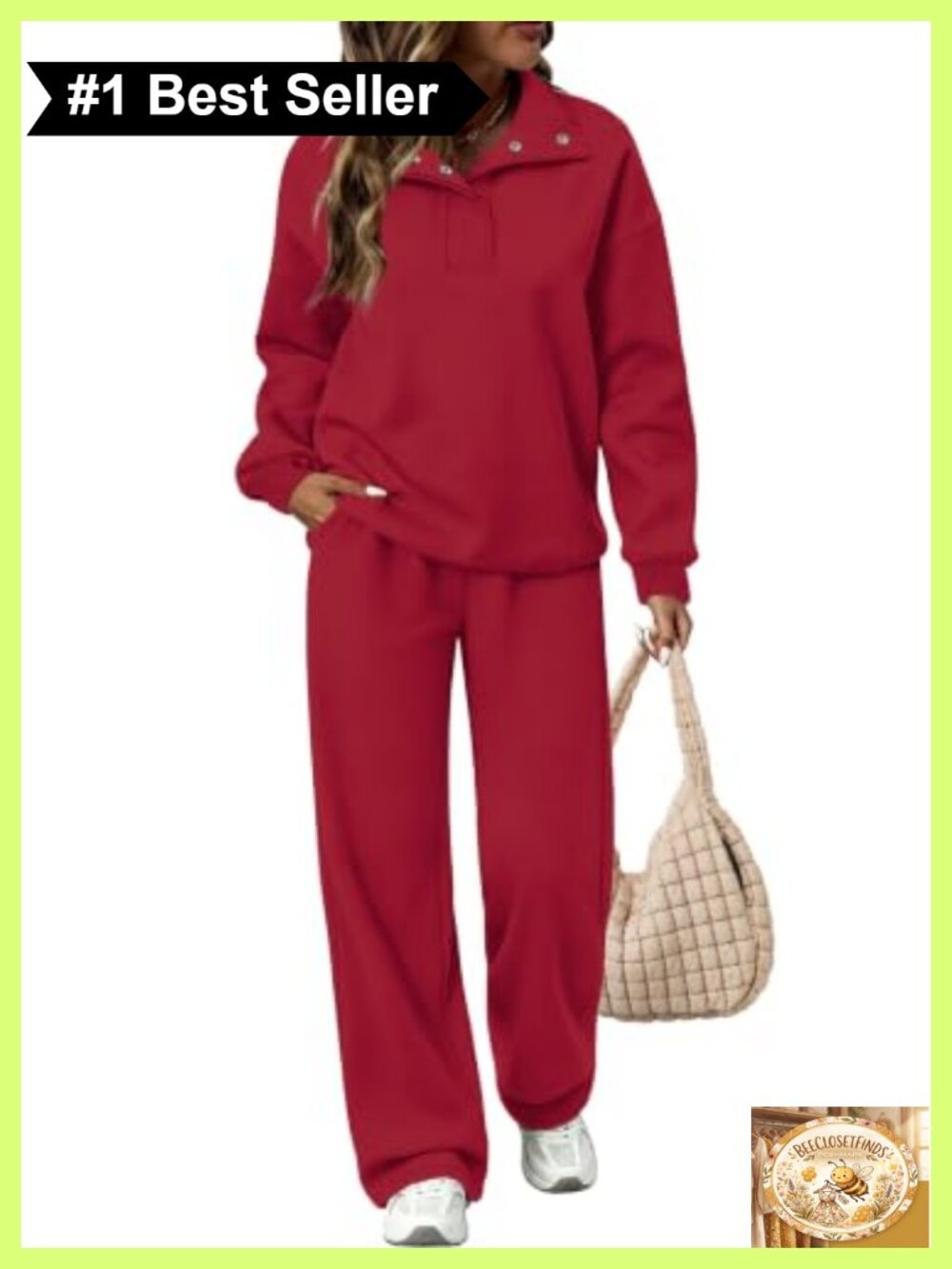 Women's 2 Piece Henley Snaps Sweatsuit Set Bootcut Sweatpants Lounge Set